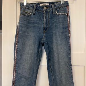Sam Edelman Embellished The Mary Jane Distressed Jeans size 26 High Rise Crop